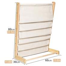 Kids Sling Bookshelf With Pocket, 7 Tiers, Natural Wood, Books Storage Rack, Perfect Height Reading Fun - Multicolor - View 8