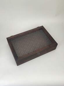 1 Piece Wooden Antique Home Decor Storage Box, Cosmetic And Sundry Storage Cabinet For Women Storage Organizer Travel Essentials Gift Back To School - Coffee Brown - View 4