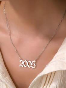 1pc Punk Stainless Steel Arabic Number 1980-2025 Year Pendant Necklace, Suitable For Men And Women, Birthday Gift For Family, Girlfriend, Best Friend
