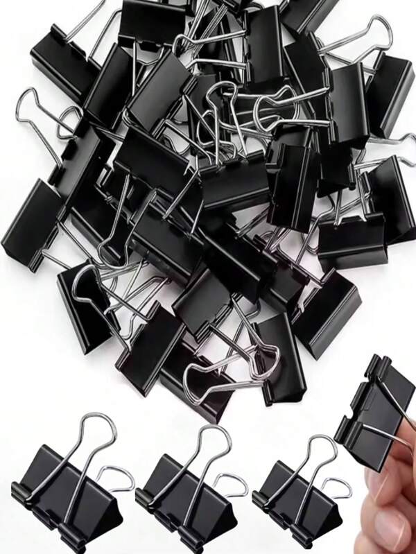 10 stuks/set zwarte metalen bindklemmen 19 mm/25 mm/32 mm notities brief paperclip kantoorbenodigdheden binding bevestiging