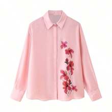 ZEVITY Women's Floral Print Casual Shirt, Long Sleeve Office/Commute Rayon Blouse LS2558