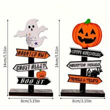 Modernes hölzernes Schreibtischschild für Halloween – hölzernes Kürbisdekor mit witzigem Spruch, geeignet als Dekoration für Zuhause und Partys, hölzernes Standrequisit, englischer Text, Mehrzweck-Feiertagsdekoration