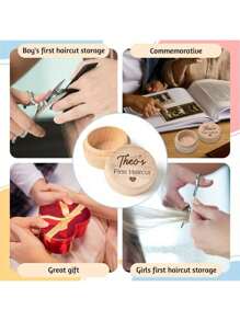 Caixa Memorial de Madeira Vintage Personalizada para Coleção de Cabelo - Primeira Cort de Cabelo e Armazenamento de Cabelo Grávido, Presente Perfeito para Novos Pais, Essenciais de Organização Doméstica, Caixa de Armazenamento de Organização Doméstica Volta às Aulas