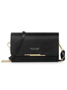 时尚仿皮长款钱包 女士迷你斜挎包 拉链手机袋（拉链和字母图案随机）