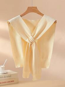 1 件女士白色针织披肩，精致休闲，适合搭配吊带裙，简约时尚，适合派对、约会，优雅精致