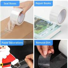 6 卷透明 PVC 包装胶带，重型、静音、防水，BOPP 胶带，适用于纸箱密封、工业包装、办公室、邮寄、工艺品、自行车车把、墙壁