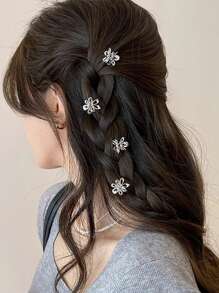 4pcs/12pcs Set Flower Decor Fashion Claw Clips For Women Hair Accessories Summer