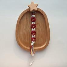 1 Peça Mordedor de Flor de Crochê Feito à Mão com Clipe de Chupeta e Suporte de Madeira com Estrela e Coração para Bebês Meninos e Meninas