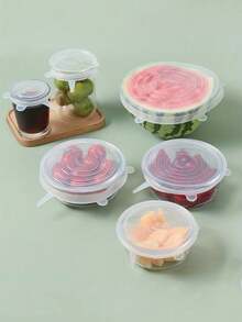 6 nắp silicon co giãn, nắp đậy bát đựng thức ăn, nắp bảo quản thực phẩm có thể tái sử dụng, nắp giữ tươi trái cây và rau quả đa năng co giãn, nắp bảo quản kín, hộp đựng trái cây, hộp đựng, có thể tái sử dụng, phụ kiện nhà bếp - Nhiều màu - Xem 3