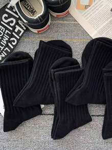 5 paia di calze da donna a metà polpaccio per l'autunno e l'inverno, bianche, anti-odore, assorbenti di sudore, calze sportive traspiranti