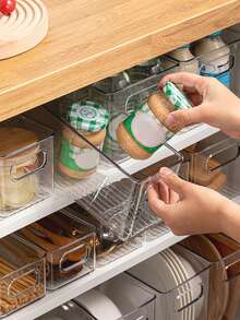 1/2 Pieces Transparent Drawer Storage Box, Cutlery Storage Basket, Stackable Desktop Storage Box, Kitchen Cabinet Cutlery Storage, Classified Storage Box, Forks, Spoons, Dishes, Chopsticks, Baking Tools, Simple And Multifunctional Large Capacity Storage Rack - Clear - View 6