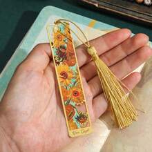 1 Metal Bookmark With Tassels, Gold Hollow Bookmark, Van Gogh Oil Painting Themed Bookmark, Reading Accessory Gift, Suitable For Book Lovers, Writers, Readers, Students, Teenagers, Men, Women, And Adults. This Is The Perfect Gift For Family Or Friends. Back To School Supplies
