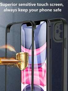 1 capa protetora de corpo inteiro 360 graus compatível com iPhone 15/16/16 Pro/16 Pro Max/16 Plus, 14/13/12/11 Pro Max/Plus, X/Xs/Xr, Galaxy S25/S24/S23/S22/S21/S20 Ultra/Plus/FE, proteção minimalista transparente de dupla face - Preto - Ver 8