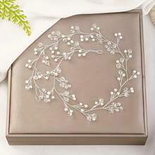 1pc Plant Elegant Glass Headband, Bridal Wedding Hair Accessory, Suitable For All Seasons