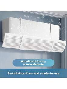 1pc Air Conditioner Windshield Board, Retractable Air Deflector. Universal For Wall-Mounted AC Units, Hook Design For Easy Installation, Prevent Direct Airflow, Highly Efficient Wind Shielding, Simple And Easy To Use, Made Of Durable ABS Material. Suitable For Home, Bedroom, Dormitory And Office. - White - View 8