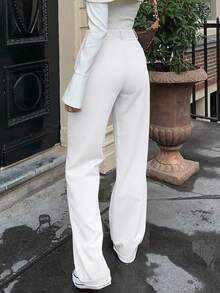 MYOURSA Pantalones rectos con pliegues en el frente y corte sastre