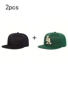 1pc Unisex Street Style Embroidered Flat-Brim Baseball Cap, 100% Polyester, Handwash, Non-Stretch, Lightweight - Adjustable Flat-Brim