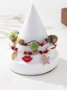 1pc Handmade Braided Bead Double-Layer Bracelet, Fashionable & Elegant Style, Thoughtful Mother's Day Gift Jewelry