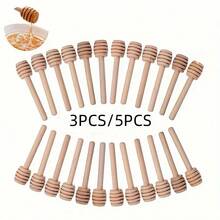 5件迷你木制蜂蜜勺，蜂蜜长柄木制，酒吧，蜂蜜罐用品，奶茶搅拌棒，甜点工具，厨房小工具，重返校园