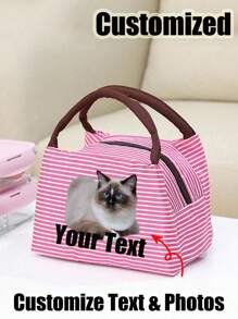 1Pc Custom Personalized Lunch Box Bag, Picnic Bag Fridge Bag Cooler Lunch Box,Thermal Insulation Lunch Bag With Built-In Waterproof Refrigerated Ice Pack And Large Capacity Commuting Storage Bag, Personalized Customized Gift