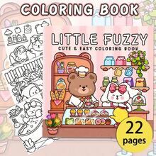 Libro para colorear pequeño y adorable de fácil coloreo para adultos - Arte relajante para relajarse con páginas de papel grueso, ilustraciones adorables de osos y postres, regalo perfecto para el Día de la Madre, Día del Padre, cumpleaños y fiestas, tiempo libre creativo | Tema de oso lindo | Ilustraciones audaces, libro, regreso a la escuela, útiles escolares - Una pieza - Ver 1