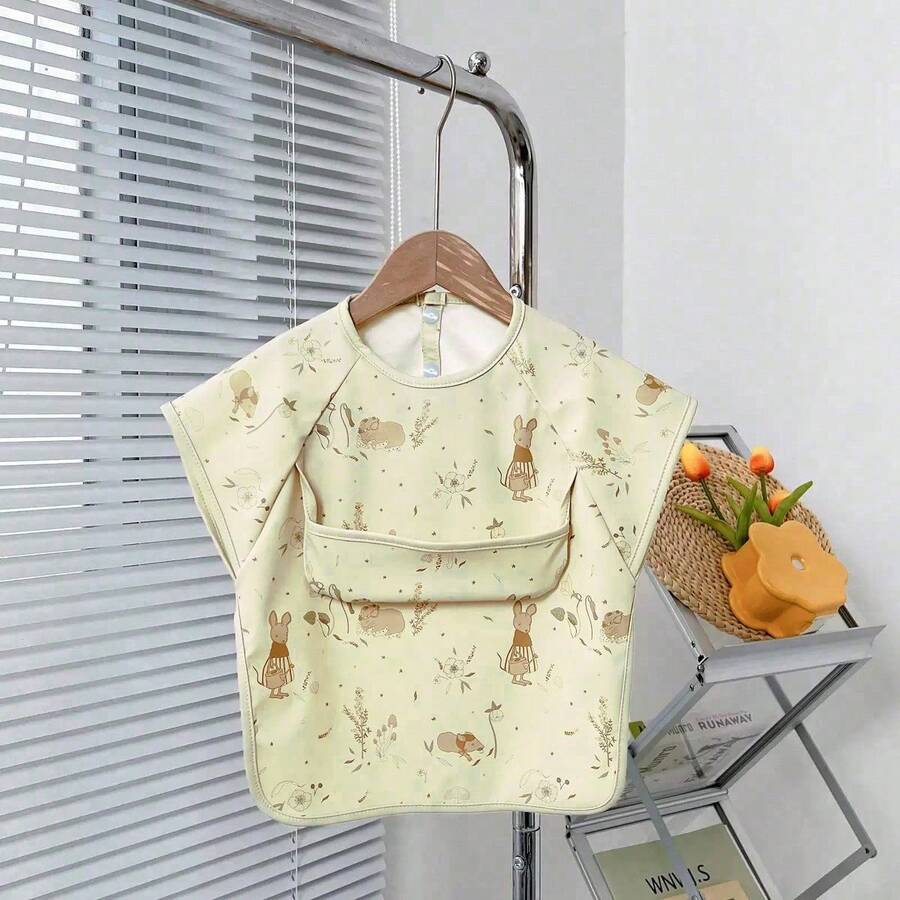 Babador infantil sem mangas, babador impermeável para alimentação de bebês, blusa reversível para comer, sem bagunça, ótimo presente para Halloween, Natal, Ação de Graças, Páscoa - Mundo dos Dinossauros - Ver 1