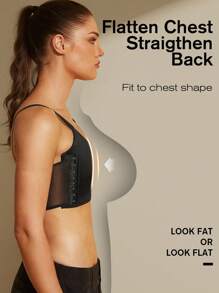 1pc Women Elastic Compression Sports Bra, Minimizing Bust, Seamless Shaping Vest Camisole