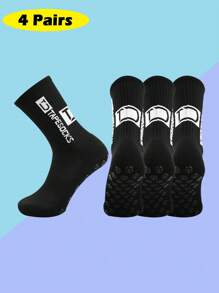 FLSHMCEN 4/10 pares de calcetines de fútbol para hombre con almohadillas antideslizantes para fútbol, baloncesto y otros deportes