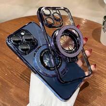 Magnetic 1pc Plating Flash Ring Holder Phone Case For Compatible With IPhone 16 16 Pro Max 16 Plus 16Pro 15 15 Plus 15Pro 15Pro Max 14 13 12 11