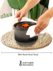 1/2/3/4pcs Country Style 15 Inch Natural Water Hyacinth Woven Round Placemats, Slip-Resistant, Heat-Resistant Pot Holders, Suitable For Room Decor, Dining Table Decor, Home Decor, Party Decor, Ideal For Holiday, Party, Gathering, Birthday, Wedding, Gift, Dinner, Outdoor, Picnic.
