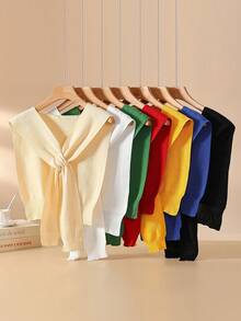 1 件女士白色针织披肩，精致休闲，适合搭配吊带裙，简约时尚，适合派对、约会，优雅精致