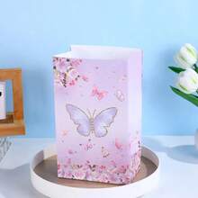 10pcs Butterfly Print Gift Paper Bags, Suitable For Romantic Creative Holiday Gift Wrapping Rectangular Handle Bags