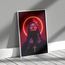 1 Pc Canvas Painting,Neon Halo, Smoke, Cross Necklace, Tattoos,Wood Framed Painting (1) Thickness 2.5 Cm/ 1 Inch-Home Decoration For All Occasions,Ideal New Year, Valentine's Day,Thanksgiving,Easter,Christmas Gift,Room Decoration Aesthetic,Wall Decoration Art,Perfect Gift,Autumn And Winter Wall Decoration,Living Room Decoration, Bedroom Decoration, Kitchen Decoration, Entry Decoration, Bathroom Decoration, Direct Wall Painting, High Quality Wall Painting Poster,Modern Home Decoration Stretched And Framed Ready To Hang - Black - View 4