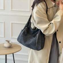Geantă elegantă din piele Hobo, geantă mare de umăr, poșetă din piele neagră, geantă Messenger și crossbody pentru femei, geantă pentru laptop, geantă italiană Slouchy