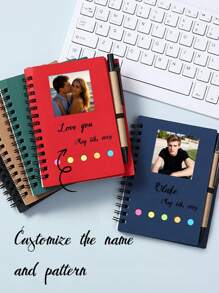 Personalisiertes, personalisiertes Kraftpapier-Notizbuch-Set, inklusive Haftnotizen, Notizblöcke, Notebooks. Individuell anpassbare Namen, Buchstaben, Bilder, Fotos, einfache Memos und Firmenlogos mit Selbstdefinition, Besprechungsaufzeichnungen. Schulmaterial, Schulanfang, Schule, Schulanfang. Geschenk für die Schule