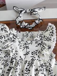 3pcs/Set Baby Girl Princess Style Summer Outfit, Includes Sleeveless Dress, Top And Pants With Headband