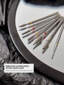 6件套多功能俄罗斯前磨头美甲工具，去除角质层、老茧、硬化皮肤，优质不锈钢磨具套装，适用于美甲沙龙和个人用户