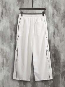 男士休闲百搭撞色修身裤，秋季 - 白色 - 查看 3