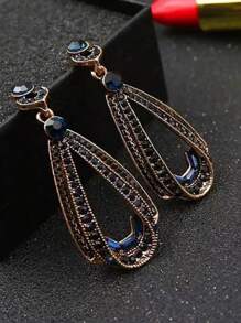 Vintage Large Waterdrop Crystal Dangle Earrings For Women, Fashionable Statement Jewelry