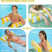 1pc Adult Hammock-Style Pool Float, 4-In-1 Multifunctional Inflatable Pool Float Hammock, PVC Water Floating Lounger For Outdoor Swimming Pool Accessories And Pool Party Games, Beach Essential - Multicolor - View 4