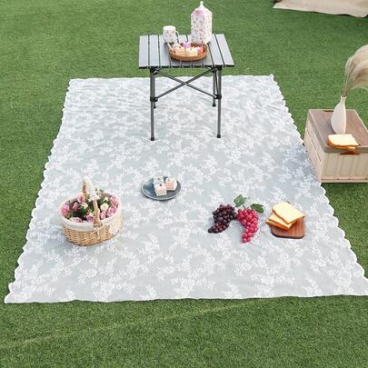 1 件波西米亚风格提花蕾丝流苏镂空野餐垫，适合户外露营、野餐