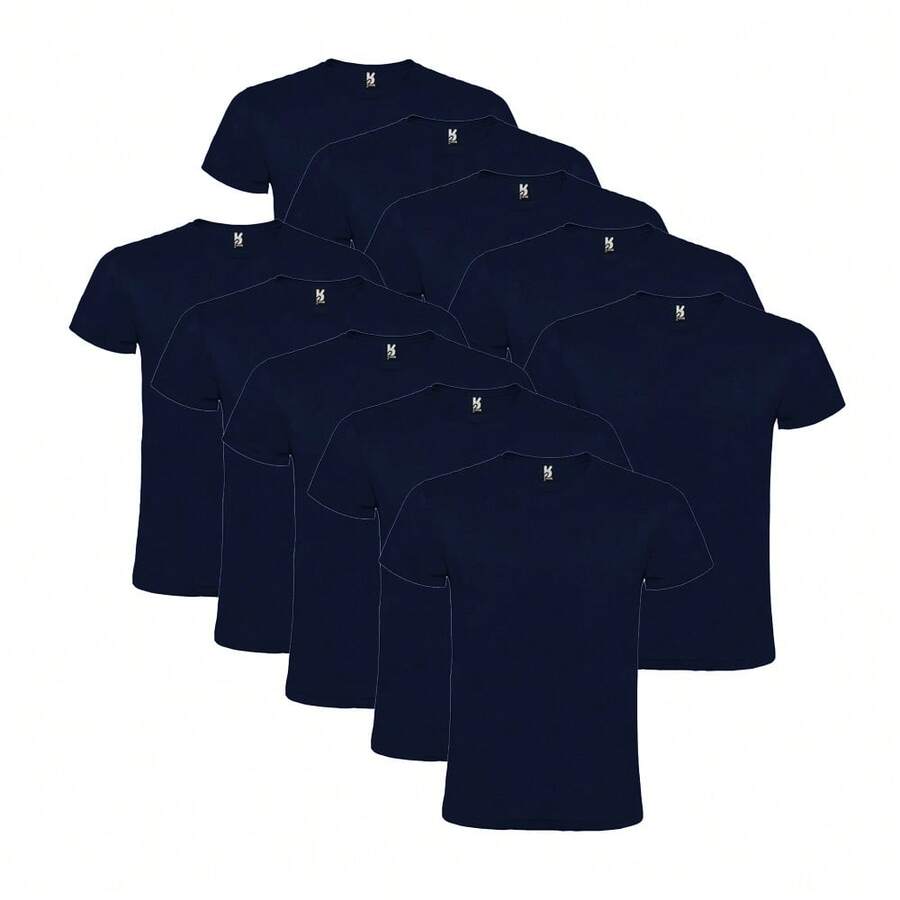 Roly Pack 10 Camisetas Básicas Unisex - Manga Corta - 10 Camisetas de Algodón - Tallas S a 2XL - Amplio Surtido de Colores - Gramaje: 150 G/m²  Estilo casual-minimalista  Liso  Todo  Regular        - Pack Camisetas - Azul Marino - Ver 1