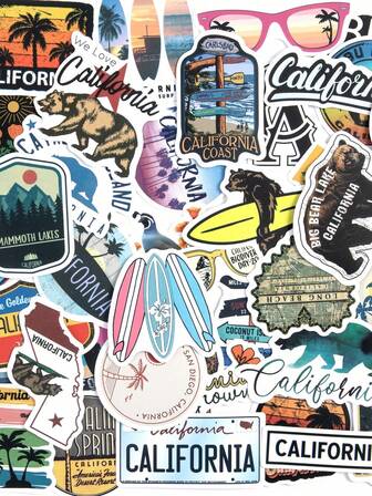 52张波西米亚风格户外旅行贴纸，适用于多种场景装饰，办公桌面学生文具装饰，笔记本电脑、手机、行李箱、水杯、储物盒装饰，生日和节日礼物，家居装饰自粘贴纸（款式随机发货）