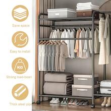 Heavy Duty Metal Double Rail Clothes Garment Hanging Rack Shelf Display Stand,Multi-Purpose Coat Rack,Strong Load Bearing,Carbon Steel Rack - Black - View 7