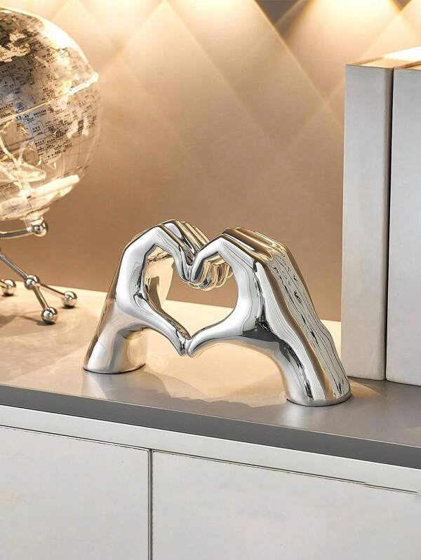 Sliver Decor For Living Room Bedroom Bookshelf Coffe Table, Cute Love Finger Statues Morden Accents Aesthetic Room Accessories, Knick Knacks Home Decor For Shelves