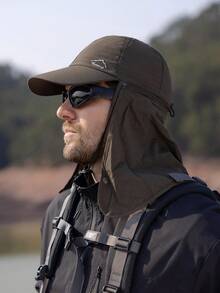1pc Summer Outdoor Quick-Dry Bucket Hat With Neck Cover For Men, Fishing, Hiking, Sun Protection - A - View 3