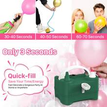 Bomba eléctrica para globos, inflador eléctrico portátil para globos, decoración de fiesta de cumpleaños con bomba de aire (220V-240V 400W), apta para inflar globos de fiesta (Verde)