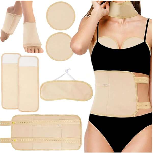 6 PCS Upgraded Castor Oil Pack Wrap Kit, Castor Oil Pack Wrap Kit For Knee, Neck And Waist, Reusable Castor Oil Packs , Machine Washable Anti Oil Leak