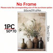 1 pieza, decorada con olivos vintage en jarrones, arte en lienzo colgante, adecuado para decoración del hogar y de la habitación, estilo moderno.