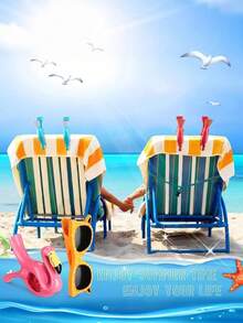 2pcs Beach Towel Clips, Cute Towel Holders Clips For Chairs, Beach Towel Racks, Clothespins, Suitable For Patio, Pool, Various Styles - Multicolor - View 7